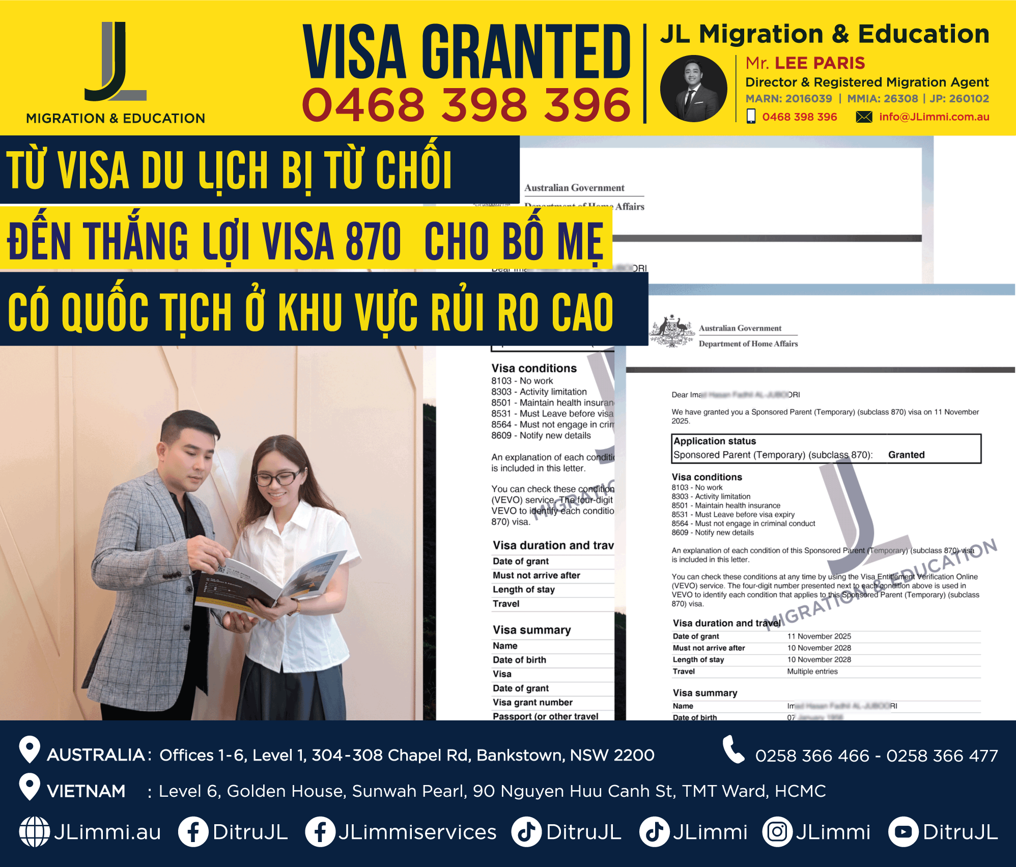 Từ visa du lịch bị từ chối đến thắng lợi Visa 870 cho bố mẹ có quốc tịch ở khu vực rủi ro cao Từ visa du lịch bị từ chối đến thắng lợi Visa 870 cho bố mẹ có quốc tịch ở khu vực rủi ro cao